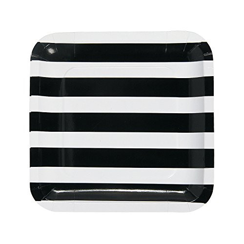 Fun Express - Black and White Striped Dinner Plates 25pc for Wedding - Party Supplies - Print Tableware - Print Plates and Bowls - Wedding - 25 Pieces Fun Express - Black and White Striped Dinner Plates 25pc for Wedding - Party Supplies - Print Tableware - Print Plates and Bowls - Wedding - 25 Pieces