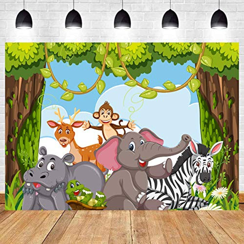 Cartoon Forest Animals Backdrop Jungle Themed Kids Birthday Party Banner Photo Backdrop Cartoon Forest Baby Shower Decoration Cake Table Decor Banner Booth Studio Props Cartoon Forest Animals Backdrop Jungle Themed Kids Birthday Party Banner Photo Backdrop Cartoon Forest Baby Shower Decoration Cake Table Decor Banner Booth Studio Props