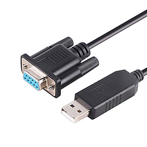 USB to DB9 Female Null Modem Serial Adapter Cable 2-3 Crossover Wired 6ft FTDI Chip RS232