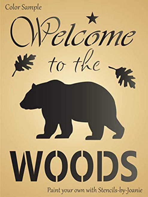 9"x12" Stencil Welcome to Woods Bear Oak Leaf Rustic Country Mountain Cabin Art DIY Signs