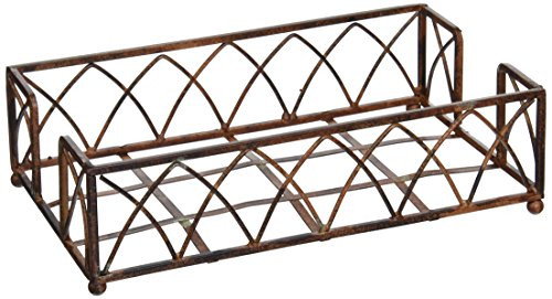 Boston International Arch Design Guest Towel Napkin Holder Caddy 9 x 5.25-Inches Aged Chestnut