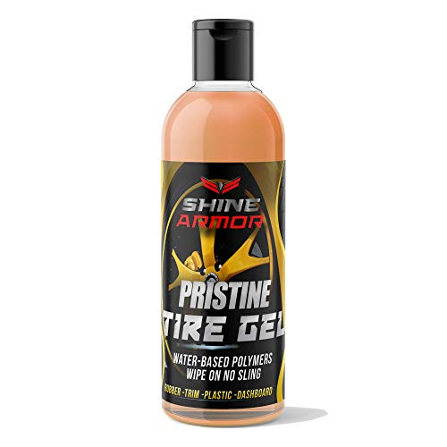 SHINE ARMOR Tire Shine Gel Dressing  and  Pristine Cleaner. Car Care for Wheels  and  Tires with No Sling Formula Wet Look Keeps Tires Black  and  Clean with Water Based Polymers.