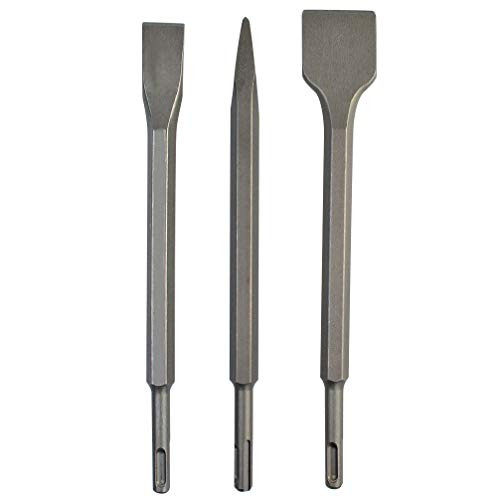 Yolyoo SDS-plus Chisel Set, Rotary Hammer Chisel Bit Sets,3 PCS Including Point Chisel, Flat Chisel, Cranked Chisels