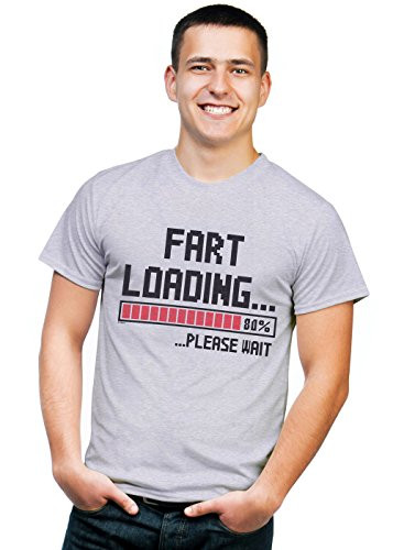 Retreez Funny Joke Fart Loading Please Wait Sarcasm Graphic Printed Unisex Men-Boys-Women T-Shirt Tee - Light Grey - Large