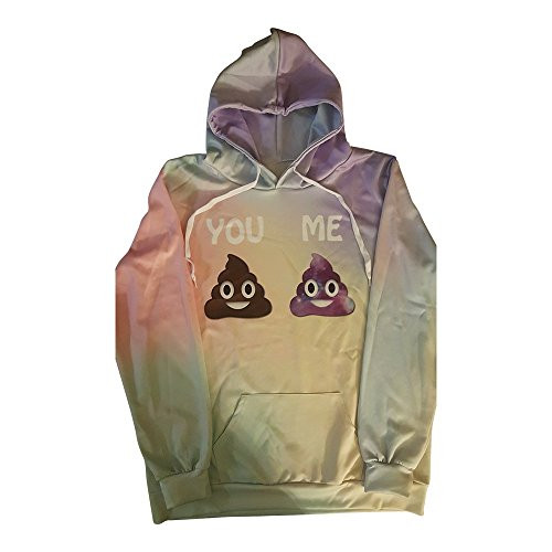 DJDesigns All Over 3D Print Emoji Unicorn Poop Cotton and Synthetic Active Pullover Hoodie -Large-