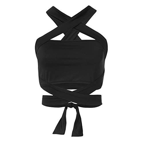 Mikilon Women's Sexy Criss Cross Bandage Crop Tops Cut Out Active Bustier Cami Crop Blouse Black Mikilon Women's Sexy Criss Cross Bandage Crop Tops Cut Out Active Bustier Cami Crop Blouse Black