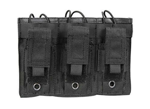 Aoutacc Tactical Mag Pouch Double Stack Pouch Hold Kangaroo Rifle Magazines and Pistol Mag Pouch for M4 M16 Magazines -Triple-Black-