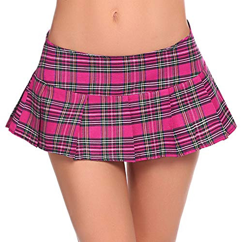 Avidlove Women Role Play Mini Plaid Skirt Polyester Red Sexy Schoolgirl Lingerie Rose Red -FBA- M - US S Avidlove Women Role Play Mini Plaid Skirt Polyester Red Sexy Schoolgirl Lingerie Rose Red -FBA- M - US S