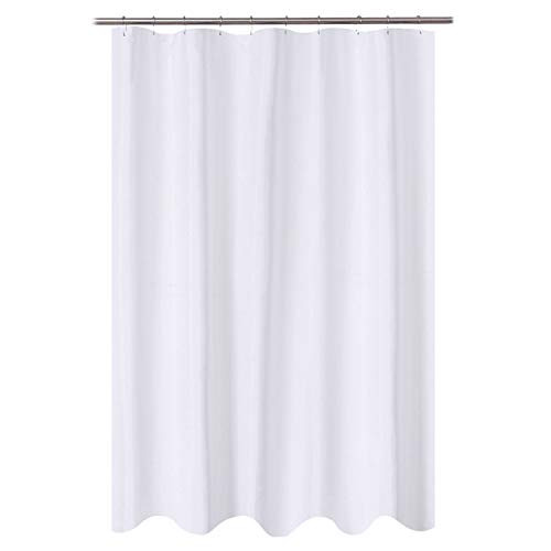 N and Y HOME Fabric Shower Curtain Liner 60 x 78 inch Long Stall Size Hotel Quality Washable Water Repellent White Bathroom Curtains with Grommets 60x78