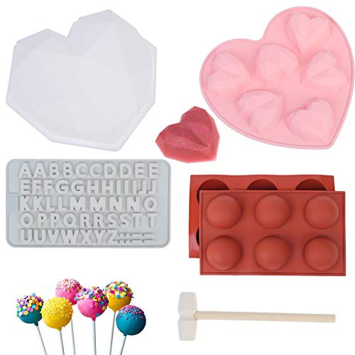 5Pcs Cake Mold Set Diamond Heart Silicone Cake Mold Tray Round Shape Half Silicone Candy Mold 6 Cavities Heart Diamond Shaped Cake Mold Tray Letter Mold with Wooden Hammer for Baking Chocolate 5Pcs Cake Mold Set Diamond Heart Silicone Cake Mold Tray Round Shape Half Silicone Candy Mold 6 Cavities Heart Diamond Shaped Cake Mold Tray Letter Mold with Wooden Hammer for Baking Chocolate