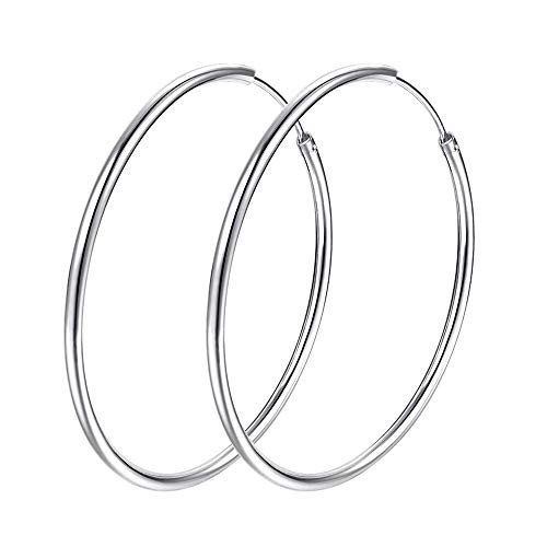 10mm 15mm 20mm 30mm 50mm 75mm Hoop Earrings Sterling Silver Small Medium Large Circle Endless Hoop Earrings