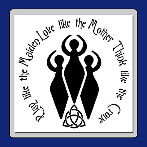 12 X 12 inch Maiden Mother Crone Stencil Template Wiccan Quote w-Triquetra-Triple Goddess
