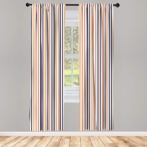 Ambesonne Abstract Window Curtains Vertical Stripes in Continuing Pattern Simplicity Lightweight Decorative Panels Set of 2 with Rod Pocket 56" x 84" Pale Rust and Multicolor