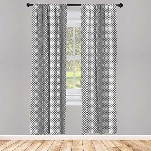 Ambesonne Abstract Window Curtains Vertical Square Shaped Geometric Pattern Minimalist Modern Style Trippy Design Lightweight Decorative Panels Set of 2 with Rod Pocket 56" x 84" Black White