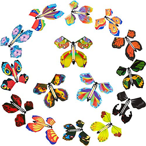 30 Pieces Magic Fairy Flying Butterfly Rubber Band Powered Butterfly Wind up Fairy Butterfly Toy for Surprise Gift or Party Playing -Retro Style-