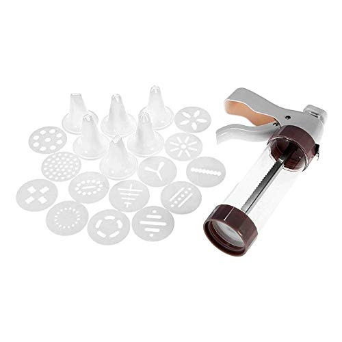 WELTOP Cookie Press Gun Biscuit Press Set with 13 Discs Molds and 6 Icing Nozzles Tips for DIY Biscuit Maker and Decoration -13 Disc White-