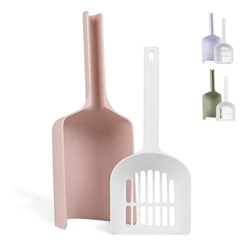 MEOWORD Cat Litter Scoop Litter Scoop Holder Kitty Litter Scooper Cat Pooper Scooper with Dustpan Long Handle Large Litter Scoop Non-Stick Litter Scoop