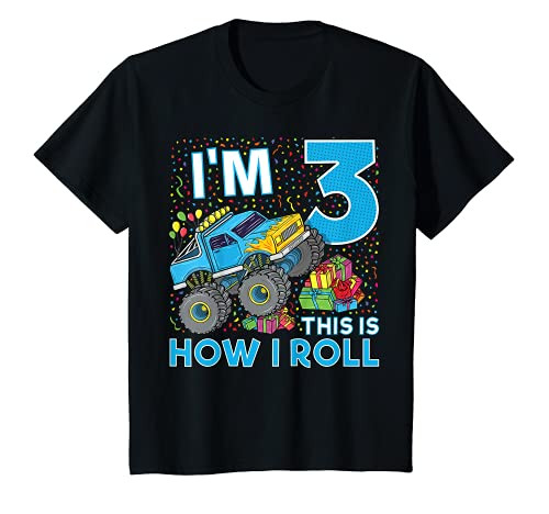 Kids 3rd Birthday Monster Truck Party Gift 3 Year Old Boy T-Shirt Kids 3rd Birthday Monster Truck Party Gift 3 Year Old Boy T-Shirt