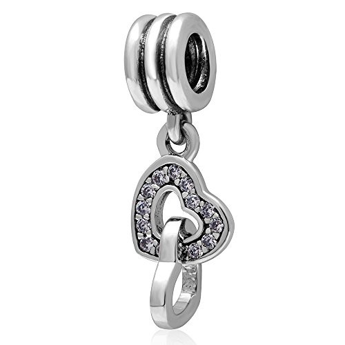 Double Heart Charm 925 Sterling Silver Valentine Charm Love Charm Dangle Charm for Bracelet