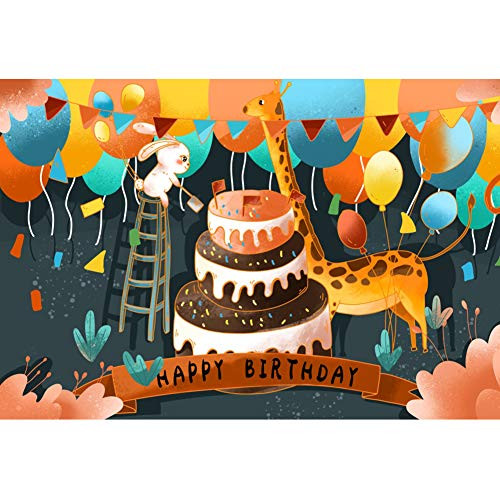 Haoyiyi 7x5ft Happy Birthday Backdrop Cartoon Balloons Cake Jungle Safari Animals Photography Background Baby Shower Girl Boy Wild One 1st Birthday Cake Smash Candy Table Booth Photo Studio Props Haoyiyi 7x5ft Happy Birthday Backdrop Cartoon Balloons Cake Jungle Safari Animals Photography Background Baby Shower Girl Boy Wild One 1st Birthday Cake Smash Candy Table Booth Photo Studio Props