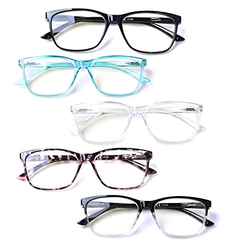 VIDEBLA 5 Pack Reading Glasses Women Men Blue Light Blocking Computer Readers Anti Glare UV Ray Filter Eyeglasses -5 Pack Mix Color 2.00-