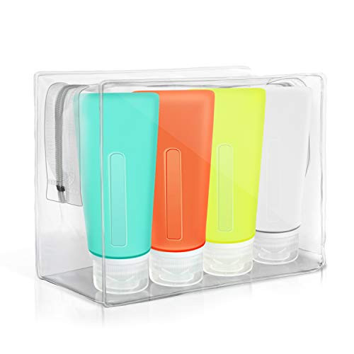 Travel Bottles Travel Container for Toiletries LeakProof Silicone Travel Size Bottle TSA Approved travel accessories set 3oz Suqeeze Bottle for Toiletries Shampoo and Lotion -4 Pack- Travel Bottles Travel Container for Toiletries LeakProof Silicone Travel Size Bottle TSA Approved travel accessories set 3oz Suqeeze Bottle for Toiletries Shampoo and Lotion -4 Pack-