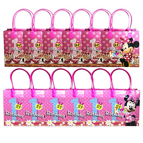 12pc Disney Minnie Mouse 1st Birthday Party Loot Bags Birthday Goody Fun Gift Bag