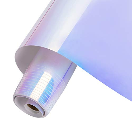JANDJPACKAGING White Holographic Vinyl Permanent - 12" X 15FT White Holographic Permanent Vinyl for Cricut and Other Craft Cutters