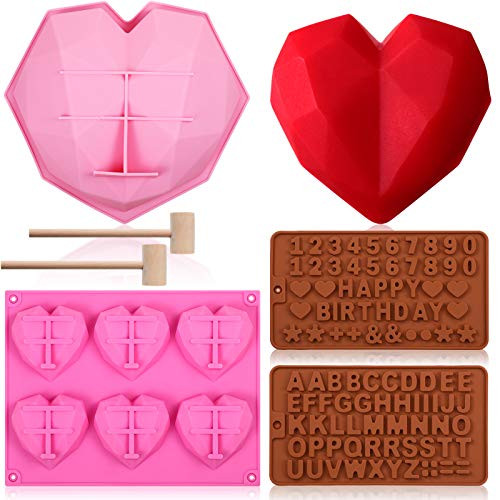Diamond Heart Cake Mold Silicone Number Mold Letter Mold 6-Cavity Heart Cake Mold Dessert Baking Silicone Mold Silicone Chocolate Mousse Mold and 2 Pieces Wooden Hammers for Cake Candy Baking Diamond Heart Cake Mold Silicone Number Mold Letter Mold 6-Cavity Heart Cake Mold Dessert Baking Silicone Mold Silicone Chocolate Mousse Mold and 2 Pieces Wooden Hammers for Cake Candy Baking