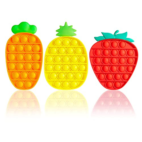 Kabvry 3 Pack Pop Bubble Sensory Fidget Fruit Toys Push it Fidget Toys Special Needs Stress Reliever Anxiety ReliefSqueeze Sensory Toy for Kids Adults -Pineapple-Carrot-Strawberry - Kabvry 3 Pack Pop Bubble Sensory Fidget Fruit Toys Push it Fidget Toys Special Needs Stress Reliever Anxiety ReliefSqueeze Sensory Toy for Kids Adults -Pineapple-Carrot-Strawberry -