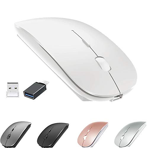 Wireless Mouse for MacBook Pro MacBook Air Laptop Mac ipadWireless Mouse for MacBook Air-Pro MacBook Mac Notebook Windows Desktop Computer iMac Chromebook PC Laptop -USB Wireless Mouse-White-