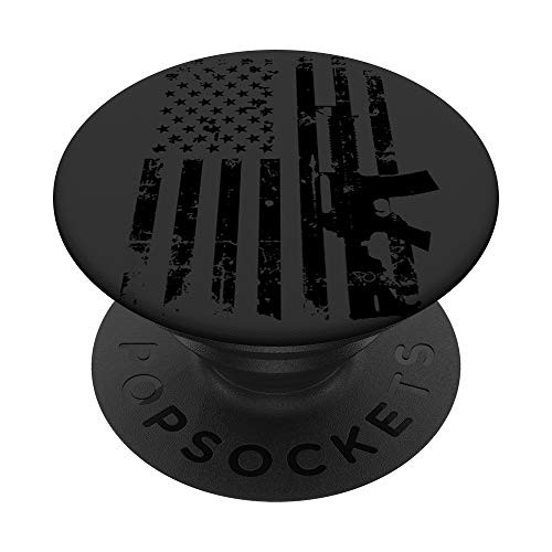 Epic Patriotic AR-15 Big Black American Flag PopSockets PopGrip- Swappable Grip for Phones  and  Tablets