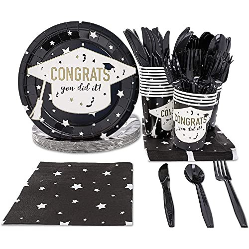 2021 Graduation Party Dinnerware Plates Napkins Cups Cutlery -Serves 24 144 Pieces-