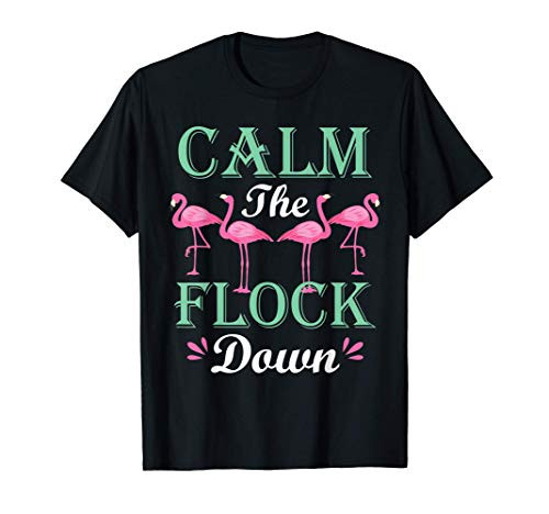 Funny Pink Flamingo Calm The Flock Down Birthday Gift T-Shirt Funny Pink Flamingo Calm The Flock Down Birthday Gift T-Shirt