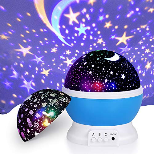 Night Light Projector Upgraded 2 in 1 Kids Night Light Moon Star Projector and Undersea Lamp Star Night Light 360-Degree Rotating 8 Colors Projection Lamp for Kids Baby Bedroom Party Decoration