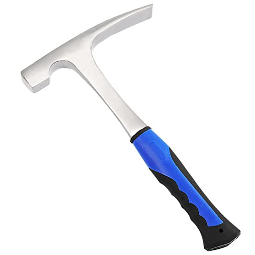 SHEUTSAN 12 Inches Rock Pick Hammer with Shock Reduction Grip 32 oz Steel Forged Brick Hammer Double Head Flat Mouth Brick Hammer Geologist Hammer Bricklayer's or Mason's Hammer