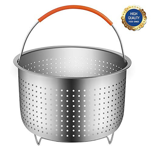 Steamer Basket, Egg Basket for 6 or 8 qt Quart Instant Pot Pressure Cooker Insert Accessories, Stainless Steel Steamer Insert with Silicone Covered Handle, Steaming Vegetables Fruits Eggs Steamer Basket, Egg Basket for 6 or 8 qt Quart Instant Pot Pressure Cooker Insert Accessories, Stainless Steel Steamer Insert with Silicone Covered Handle, Steaming Vegetables Fruits Eggs