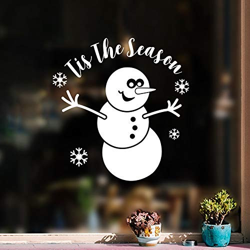 Vinyl Wall Art Decal - Tis The Season Snowman - 23" x 22" - Christmas Holiday Seasonal Decoration Sticker - Indoor Outdoor Home Office Wall Door Window Bedroom Workplace Decor Decals -White- Vinyl Wall Art Decal - Tis The Season Snowman - 23" x 22" - Christmas Holiday Seasonal Decoration Sticker - Indoor Outdoor Home Office Wall Door Window Bedroom Workplace Decor Decals -White-