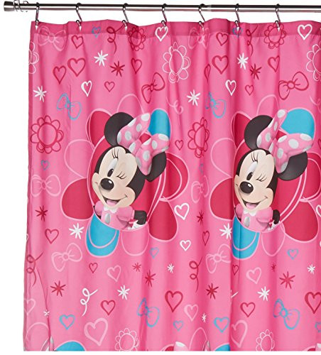 Jay Franco Disney Mouse Fabric Shower Curtain-'Fucshia 70" X 72" Minnie Pink Hearts