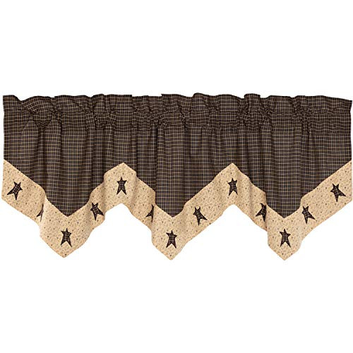 VHC Brands Primitive Kitchen Curtains Kettle Grove Star Rod Pocket Cotton Hanging Loops Appliqued 20x60 Valance Country Black VHC Brands Primitive Kitchen Curtains Kettle Grove Star Rod Pocket Cotton Hanging Loops Appliqued 20x60 Valance Country Black