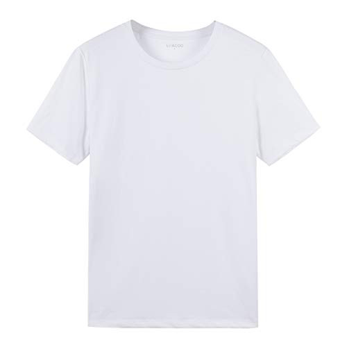 UNACOO Men's Short Sleeve Crewneck T-Shirt Classic Jersey Tees -White s-
