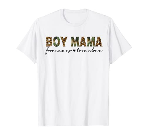Boy Mama From Son Up To Son Down Leopard Mother's Day Camo T-Shirt