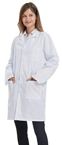 Nipogear Professional Lab Coat for Women - Laboratory Coat 40 Inch Uniforms Unisex White -White Medium-
