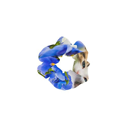 Ponytail Scrunchies Hair Adorable Kitten Flowers Hair Bands Women Pastel Ponytail Holders Perfect For Thick Hair Elastic Cord For Hair Ties For Women Or Girls Hair Accessories
