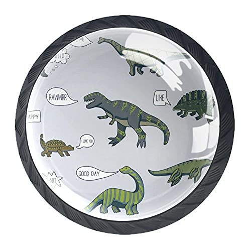 Drawer Knob Pull Handle 4 Pieces Crystal Glass Cabinet Drawer Pulls Cupboard KnobsDinosaurs