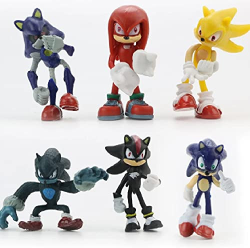Sonic Plush 6Pcs-Set Sonic Figures Toy PVC Toy Shadow Tails Characters Figure Toys for Children Animals Toys Set