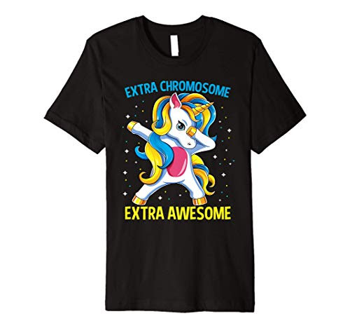 Extra Awesome Dabbing Unicorn Down Syndrome Awareness Gift Premium T-Shirt