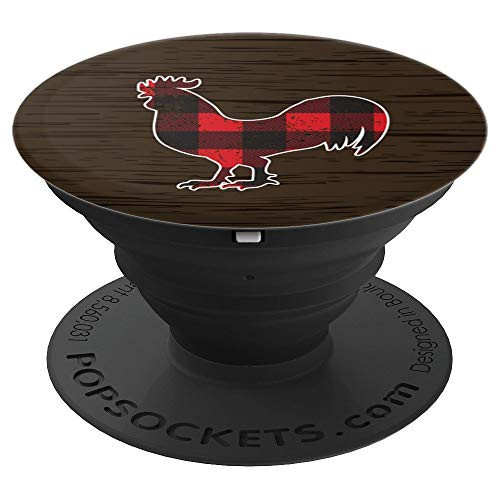 Lumberjack Rooster Woodgrain PopSockets Stand for Smartphones and Tablets