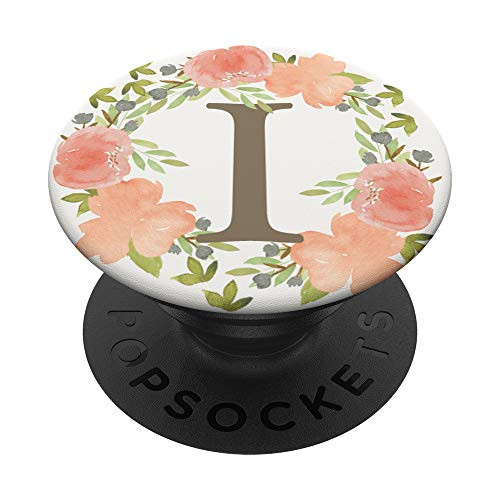 Pretty Watercolor Floral Monogram I Initial Letter PopSockets PopGrip- Swappable Grip for Phones  and  Tablets