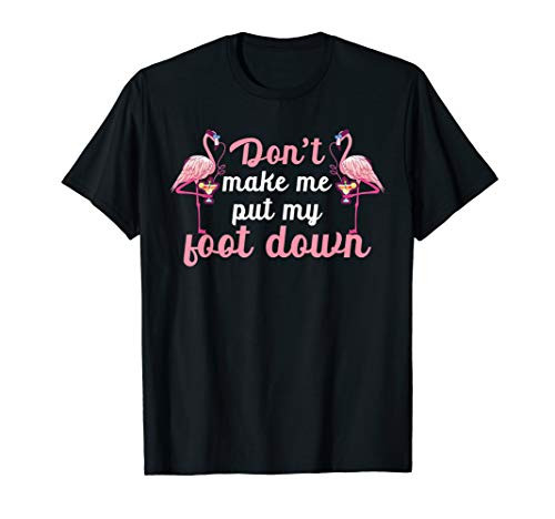 Pink Flamingo Don't Make Me Put My Foot Down Funny Flamingo T-Shirt